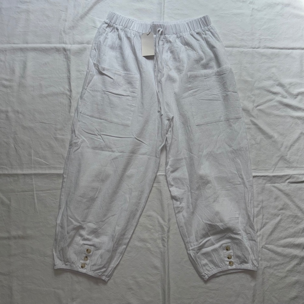 High Waisted White Gauze Joggers (NWT)
